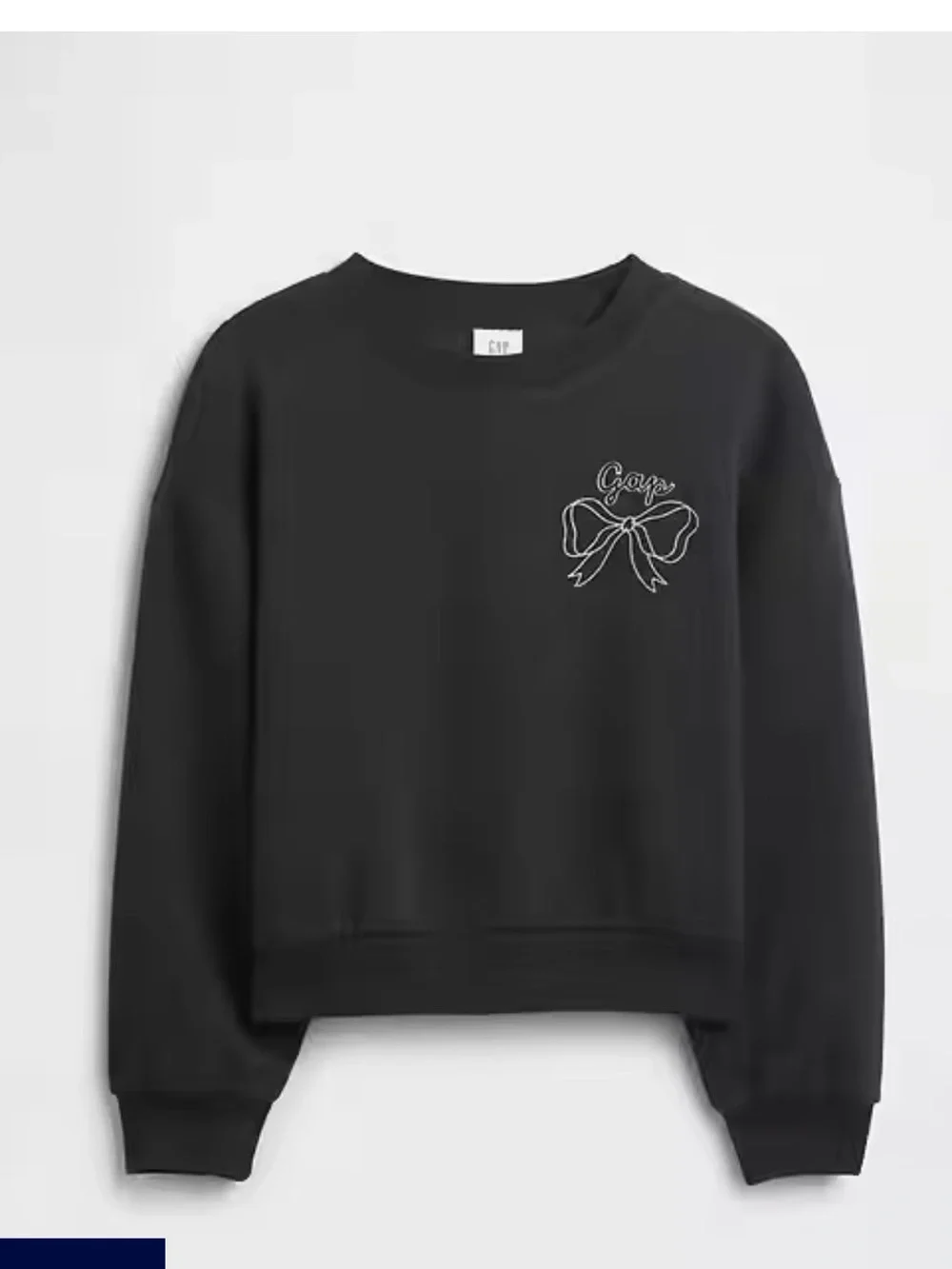 GAP Black Sweatshirt with White Bow Outline NWT size 8